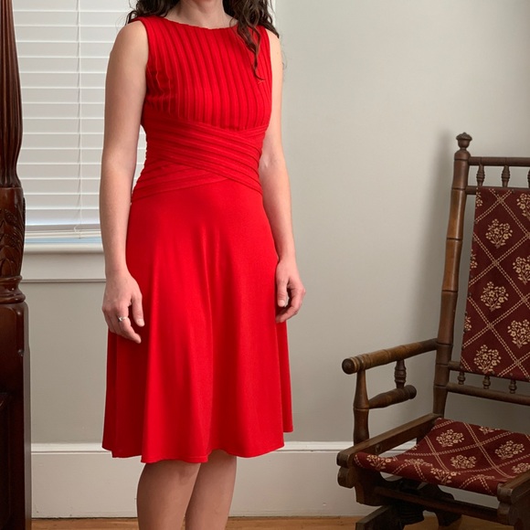 Calvin Klein Dresses & Skirts - Calvin Klein Red Fit and Flare Stretch Dress, 2